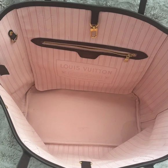 LOUIS VUITTON NEVERFULL DAMIER EBENE ROSE BALLERINE MM TOTE - Picture 11 of 12